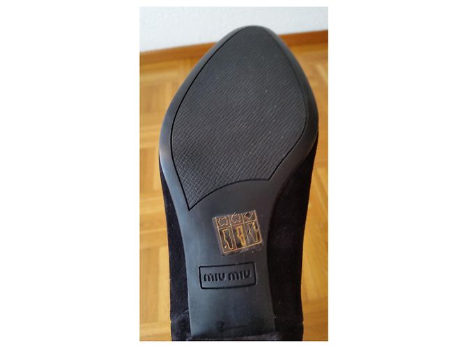 Botas Miu Miu de ante negras Talla 39 Negro - vista 6