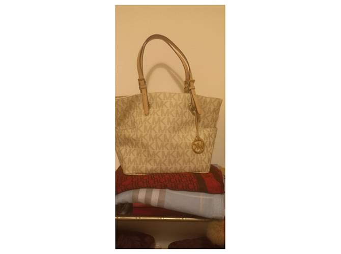 Borsa Michael Kors Beige in Tela - vista 2
