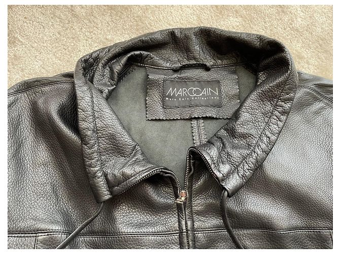Marc Cain Chaqueta de Cuero Negra Negro - vista 2