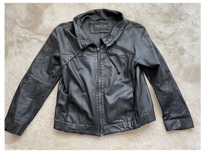Marc Cain Chaqueta de Cuero Negra Negro - vista 6