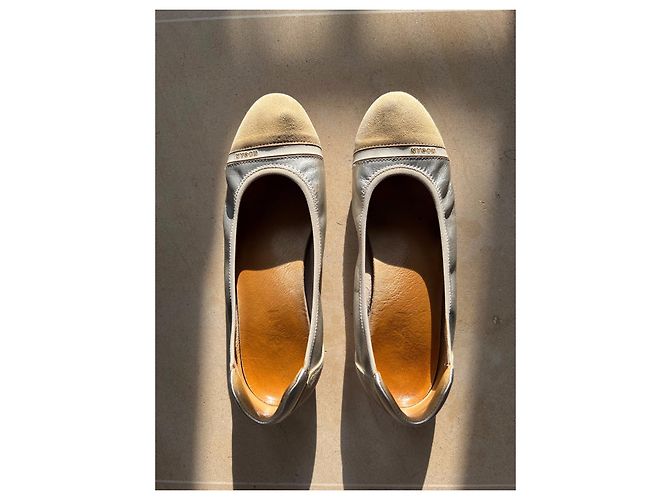 Ballerine Hogan beige e oro in pelle metallizzata - vista 2