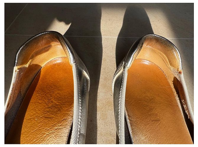 Ballerine Hogan beige e oro in pelle metallizzata - vista 3