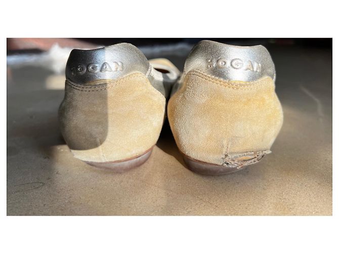 Ballerine Hogan beige e oro in pelle metallizzata - vista 4