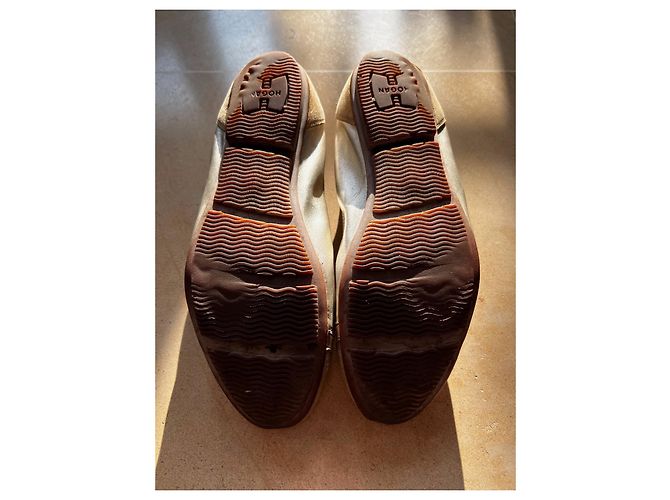 Ballerine Hogan beige e oro in pelle metallizzata - vista 5