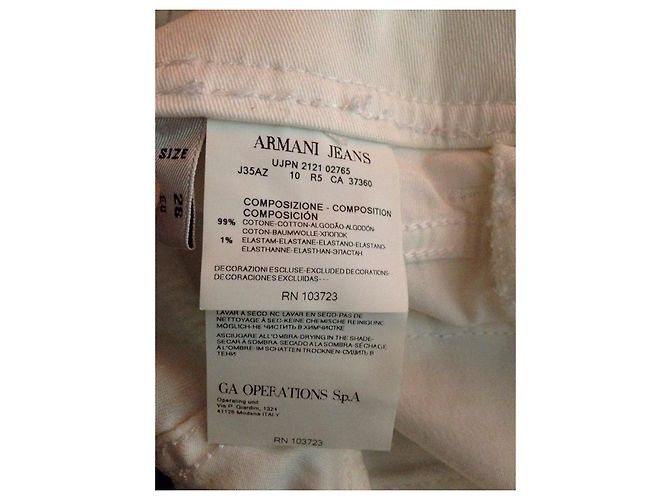 Jeans Armani Jeans in cotone color eggshell Bianco sporco - vista 6