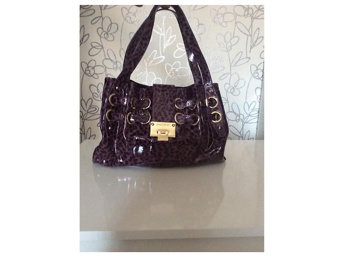 Borsa a mano Jimmy Choo Leopard Viola Scuro Pelle - vista 3