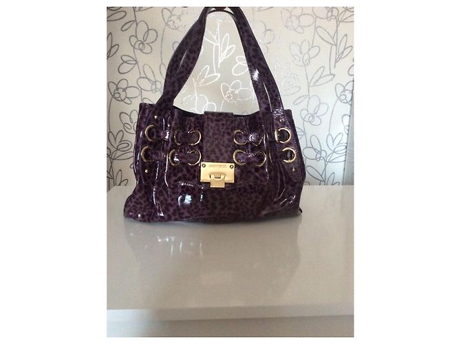 Borsa a mano Jimmy Choo Leopard Viola Scuro Pelle - vista 4