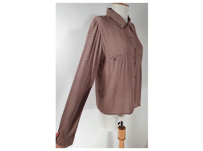 Chemise à pois rose Ganni en viscose - vue 2