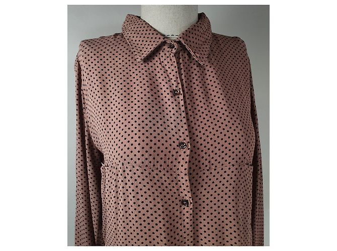 Chemise à pois rose Ganni en viscose - vue 4