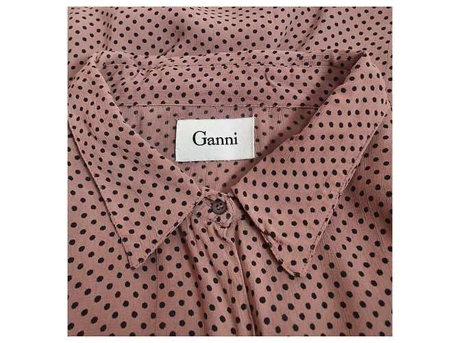 Chemise à pois rose Ganni en viscose - vue 5