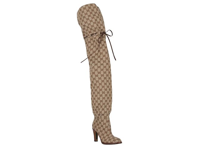 Botas Altas De Lona Gucci Gg - vista 2