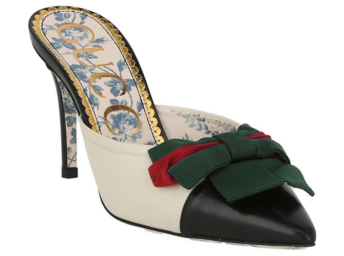 Gucci Sabot in pelle con fiocco Web - vista 2