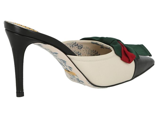 Gucci Sabot in pelle con fiocco Web - vista 3