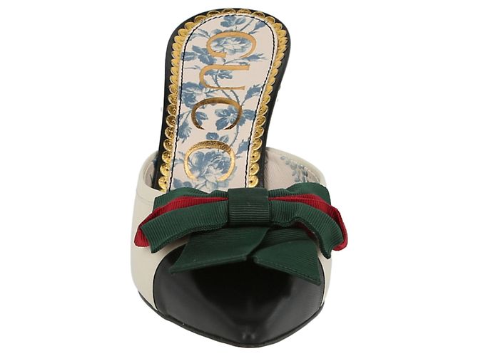 Gucci Sabot in pelle con fiocco Web - vista 4