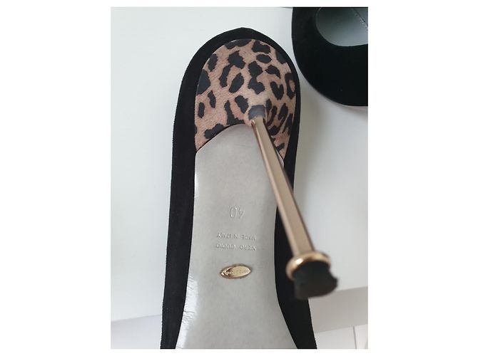 Décolleté Sergio Rossi Leopardate in Scamosciato Nere Taglia 40 Nero Stampa leopardo - vista 5