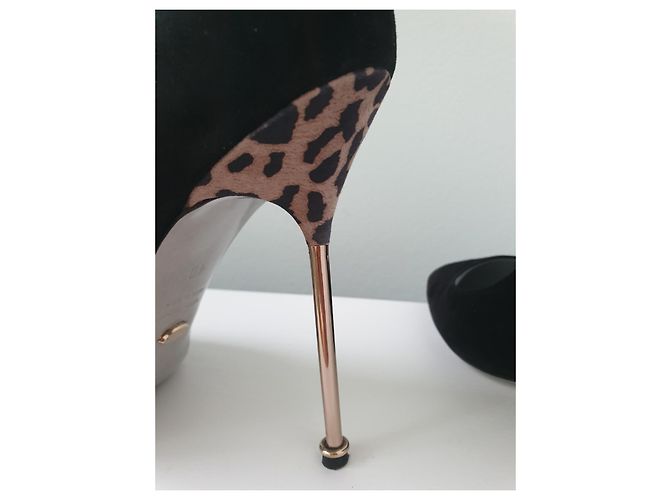 Décolleté Sergio Rossi Leopardate in Scamosciato Nere Taglia 40 Nero Stampa leopardo - vista 6
