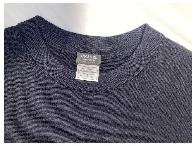 Cambon Vestido Uniforme Chanel Azul Marino Algodón Lana M - vista 4