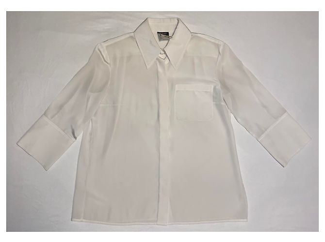 Chanel Uniformhemd Weiß Polyester 3/4 Ärmel - Ansicht 8