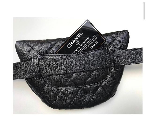 Chanel BORSA DA CINTURA NERA , pelle grana , In perfette condizioni Nero - vista 8