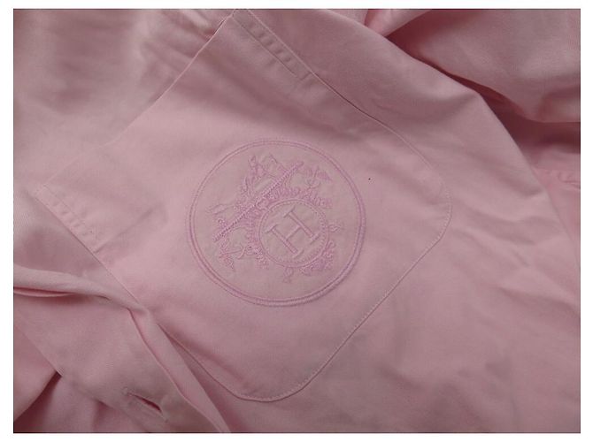 Hermès HERMES TOP CAMICIA TAGLIA M 40 IN COTONE ROSA E RICAMI H CAMICIA ROSA - vista 8