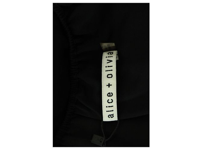 Alice + Olivia Bluse mit Spitzendetail aus schwarzer Seide - Ansicht 4