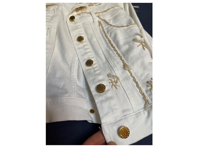 ROCCOBAROCCO White Denim Jacket with Gold Buttons - view 11