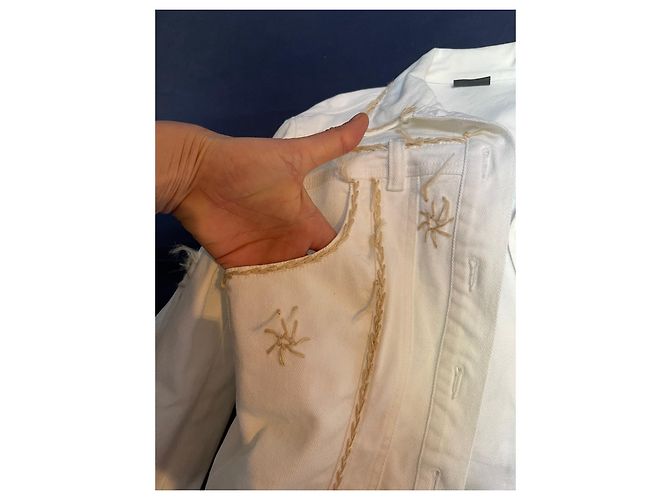 ROCCOBAROCCO White Denim Jacket with Gold Buttons - view 3
