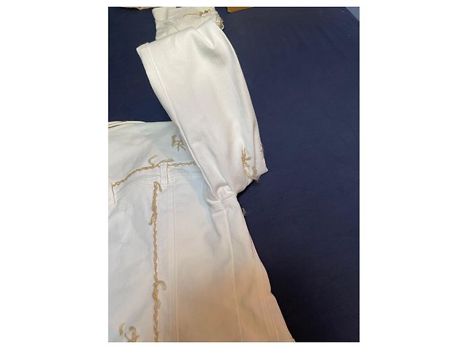 ROCCOBAROCCO White Denim Jacket with Gold Buttons - view 4