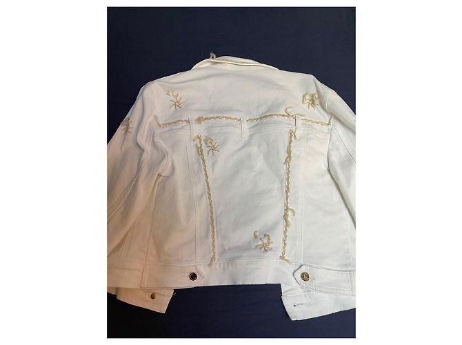 ROCCOBAROCCO White Denim Jacket with Gold Buttons - view 6