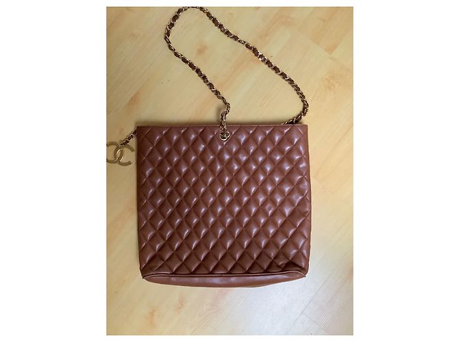 Chanel Leder Tote Bag Hellbraun - Ansicht 3