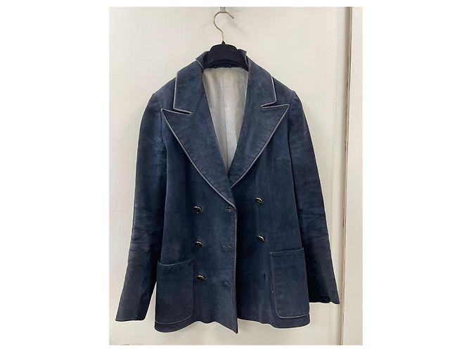 Gucci Lederjacke Marineblau Größe 46 - Ansicht 6