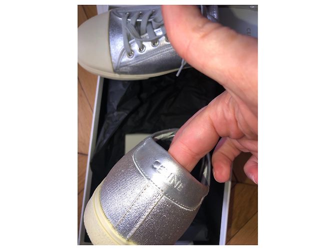 Sneakers Céline Mixed Model in pelle argento Silver hardware - vista 4
