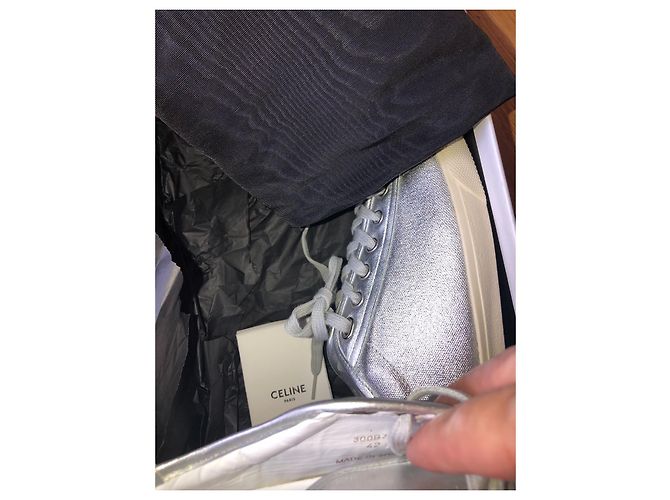 Sneakers Céline Mixed Model in pelle argento Silver hardware - vista 5