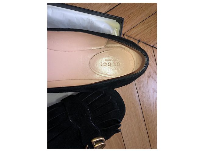 Bailarinas Gucci de piel de ciervo negras 41 Negro - vista 3