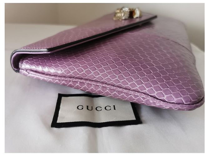 GUCCI Rajah upperr Head Python Clutch Porpora - vista 13