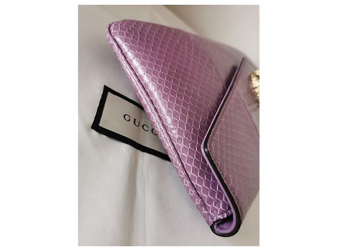 GUCCI Rajah upperr Head Python Clutch Porpora - vista 14