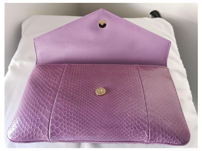 GUCCI Rajah upperr Head Python Clutch Porpora - vista 9
