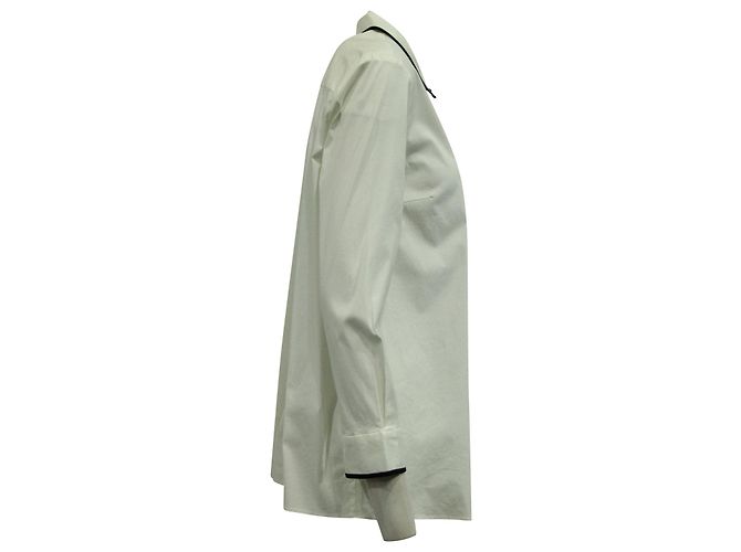 Autre Marque Camisa de botones S Max Mara con ribete en algodón blanco - vista 2