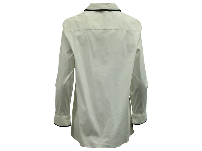 Autre Marque Camisa de botones S Max Mara con ribete en algodón blanco - vista 3