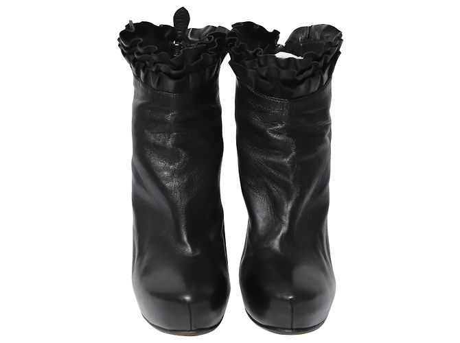 Alaïa Stivaletti Alaia Ruffled in Pelle Nera Nero - vista 2