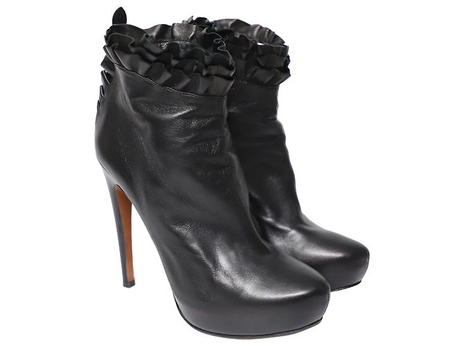 Alaïa Stivaletti Alaia Ruffled in Pelle Nera Nero - vista 3