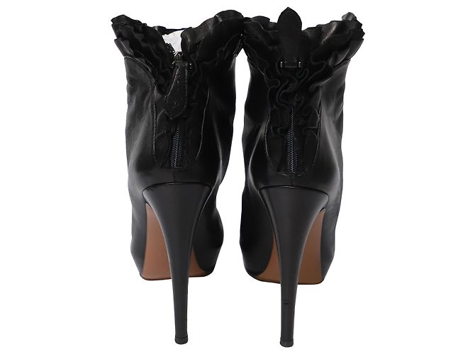 Alaïa Stivaletti Alaia Ruffled in Pelle Nera Nero - vista 4