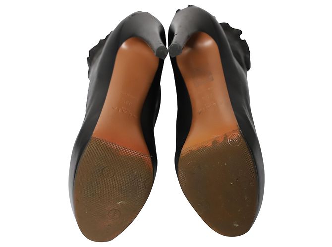 Alaïa Stivaletti Alaia Ruffled in Pelle Nera Nero - vista 5