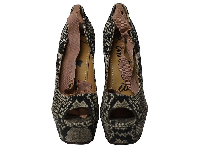Sandali aperti Lanvin con cinturino in legno e zeppa in pelle con stampa Phyton - vista 2