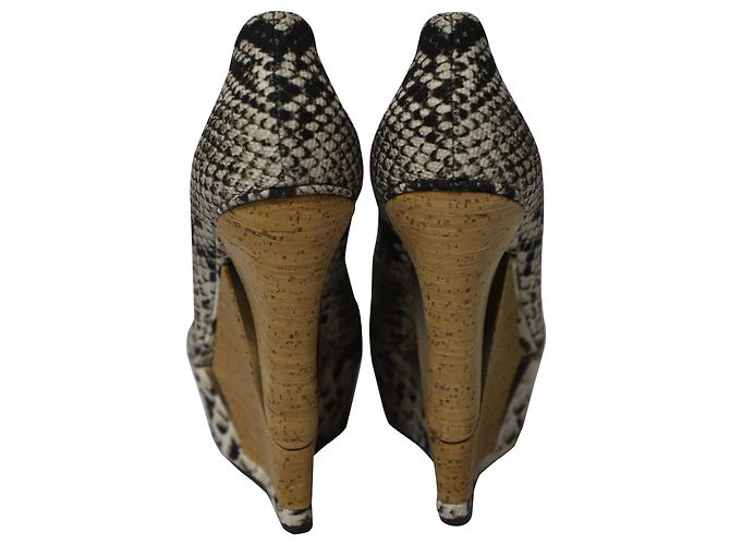 Sandali aperti Lanvin con cinturino in legno e zeppa in pelle con stampa Phyton - vista 4