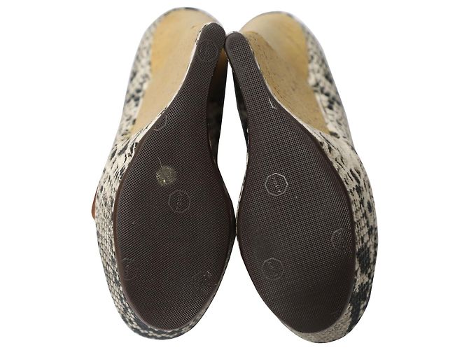 Sandali aperti Lanvin con cinturino in legno e zeppa in pelle con stampa Phyton - vista 5