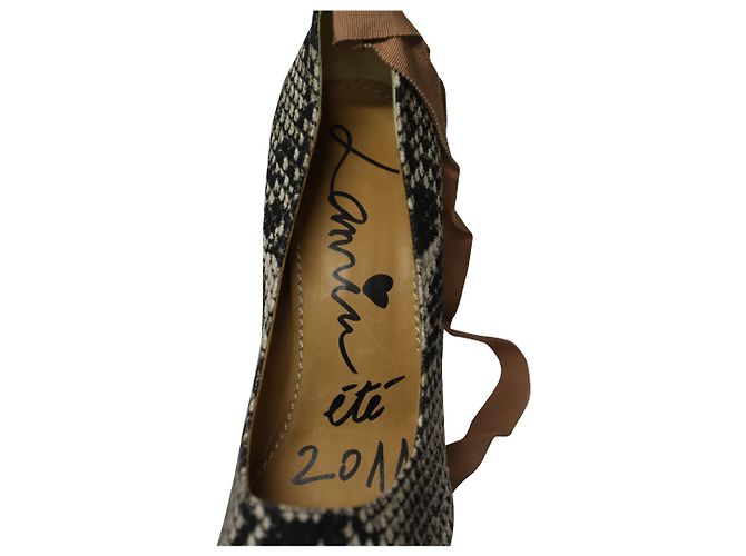 Sandali aperti Lanvin con cinturino in legno e zeppa in pelle con stampa Phyton - vista 6