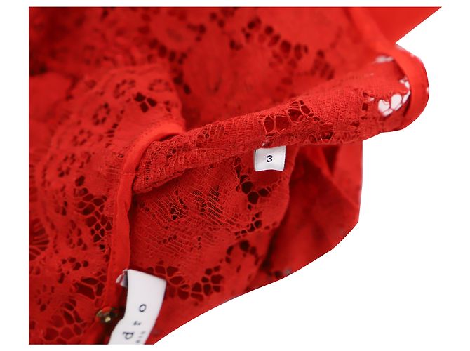 Blusa sin mangas de encaje en seda roja Sandro Paris - vista 5