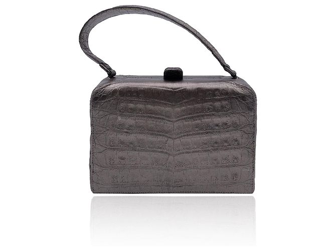 Nancy Gonzalez Graue Metallic-Leder-kleine Box-Tasche Handtasche Satchel - Ansicht 3