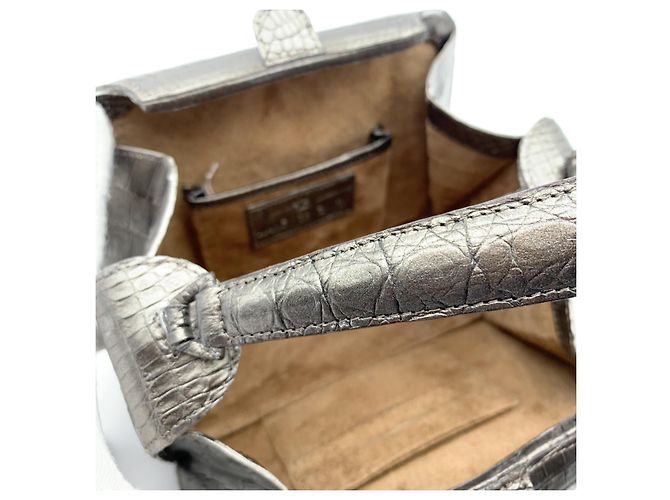 Nancy Gonzalez Graue Metallic-Leder-kleine Box-Tasche Handtasche Satchel - Ansicht 5